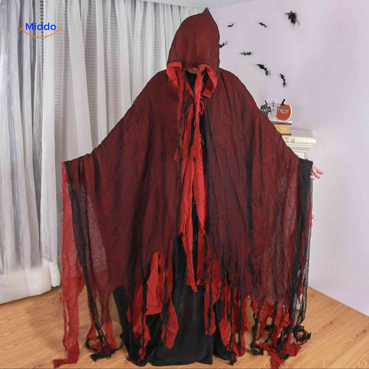Griezelige Halloween Cape Polyester Unisex Zwart Rood Groen Wit Themafeest Cosplay Verkleedpartij Kostuum | Sulvida