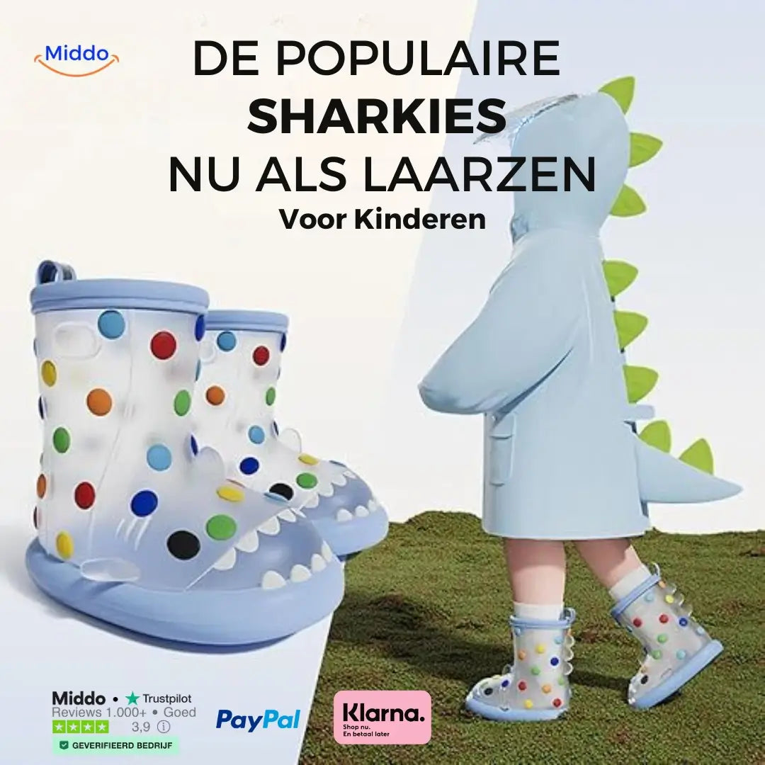 Waterdichte Kinderregenlaarzen met 3D-Haaiontwerp en Antislip Zool voor Jongens en Meisjes Speels Design | Sulvida
