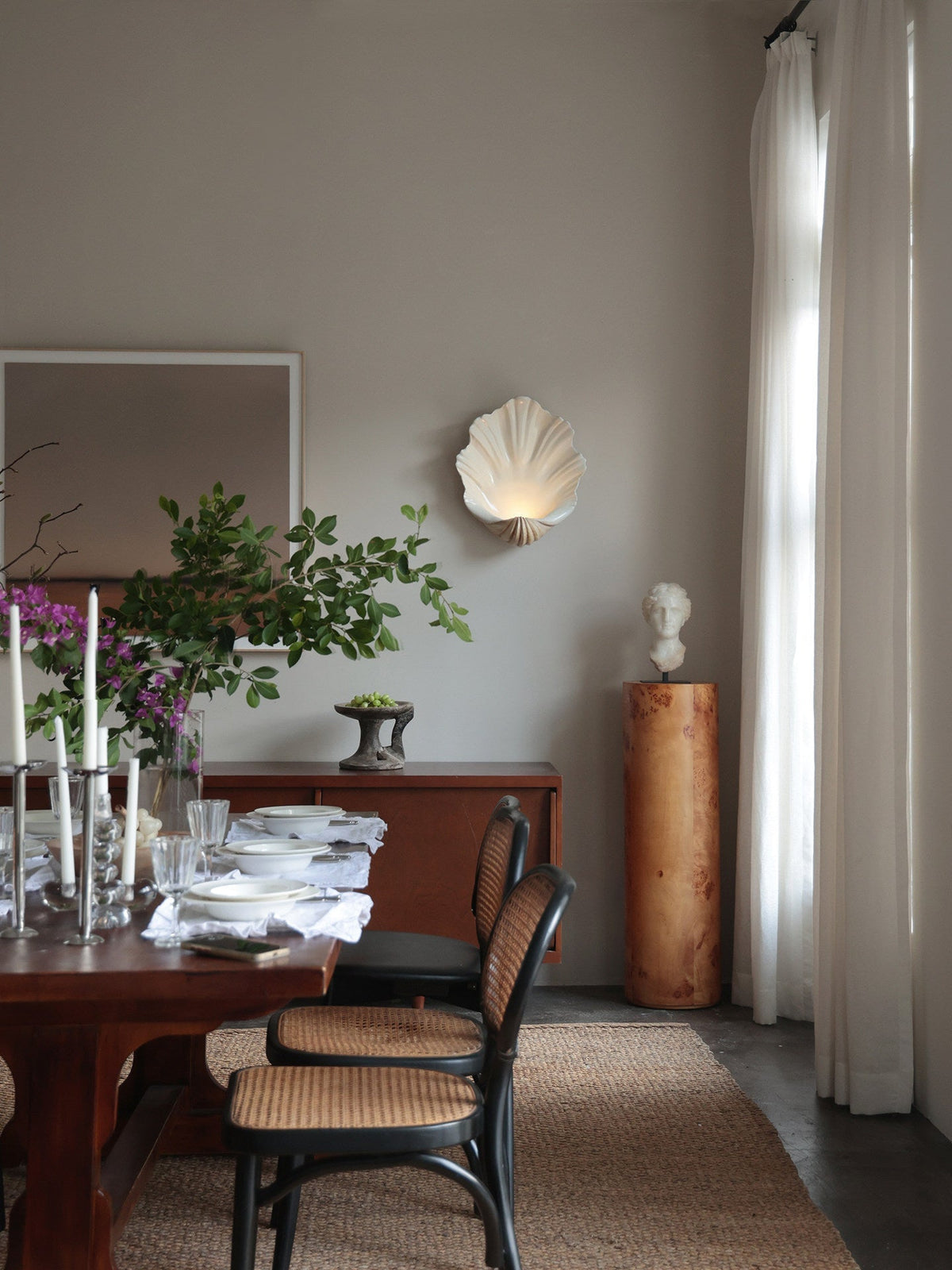 Wandlamp Schelp Design Crème Hout Natuurlijke Look Decoratief Wand Verlichting Sfeervol Interieur Woonkamer | Sulvida