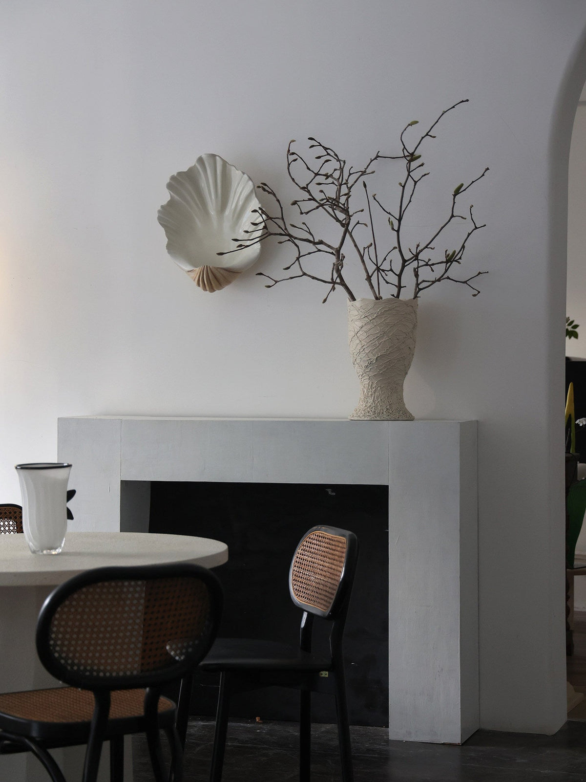 Wandlamp Schelp Design Crème Hout Natuurlijke Look Decoratief Wand Verlichting Sfeervol Interieur Woonkamer | Sulvida