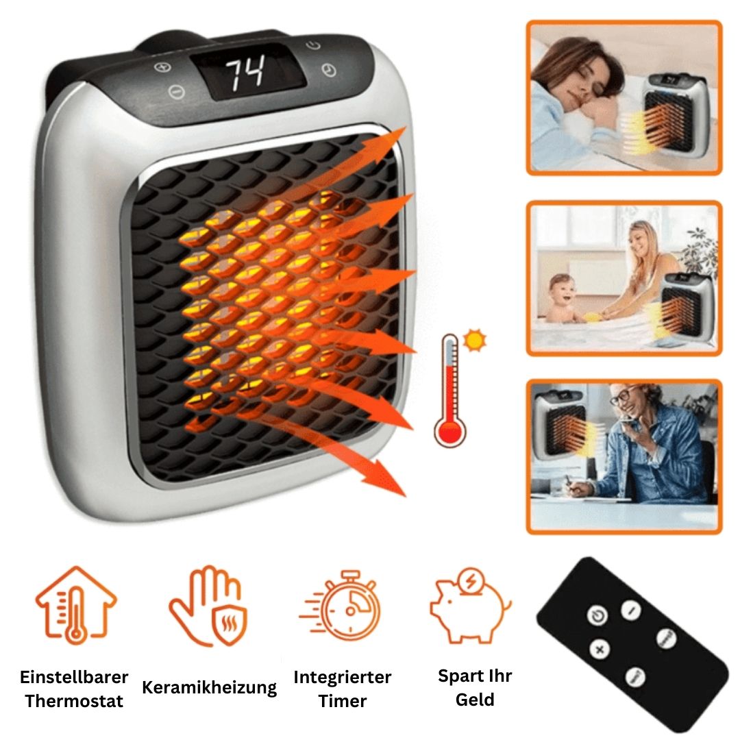 Radiateur céramique compact 800W avec télécommande – Chauffage d’appoint économe en énergie pour chambre | Sulvida