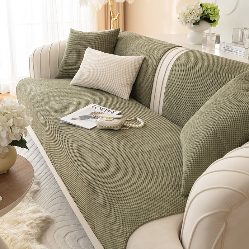 Bankhoes Pluche Anti-slip Beschermer Zithoezen Bank Effen Kleuren Wasbaar Modern Woonkamer Interieur Meubelbescherming | Sulvida