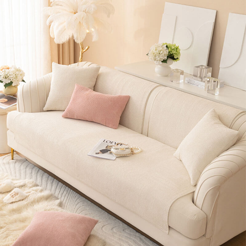 Bankhoes Pluche Anti-slip Beschermer Zithoezen Bank Effen Kleuren Wasbaar Modern Woonkamer Interieur Meubelbescherming | Sulvida