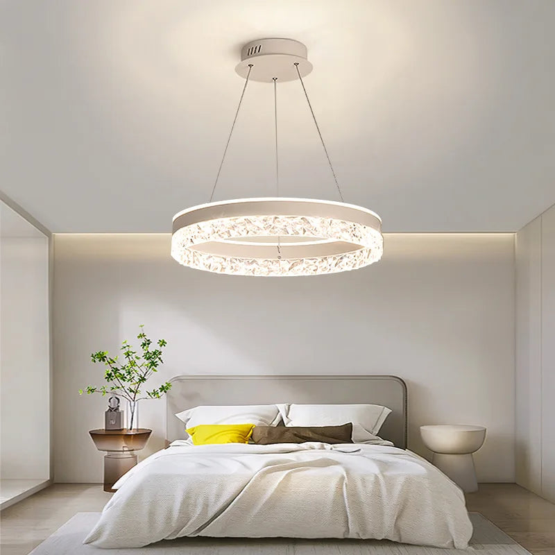 Ronde LED Kroonluchter Metaal Acryl Dimbaar Verstelbaar Hanglamp Eetkamer Woonkamer Foyer Slaapkamer Design | Sulvida