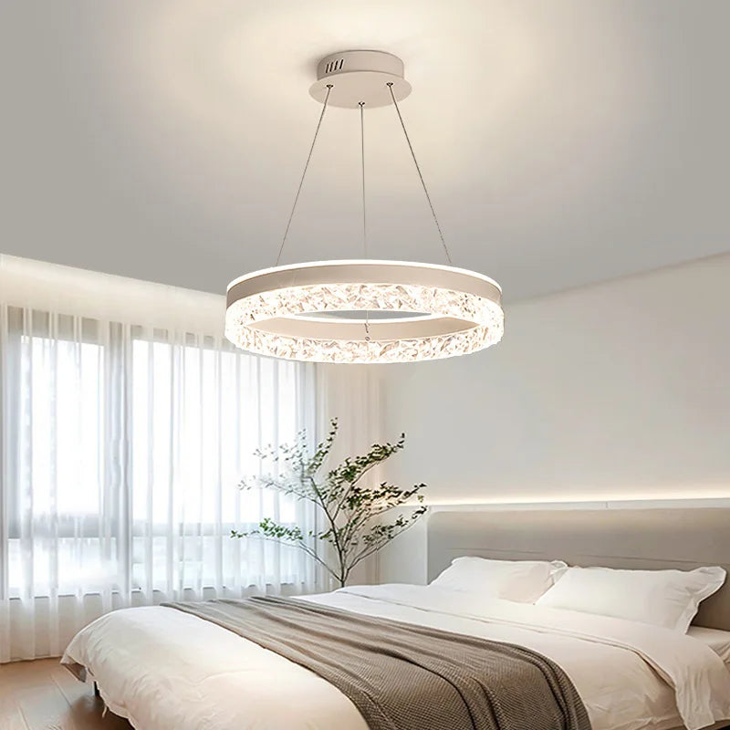 Ronde LED Kroonluchter Metaal Acryl Dimbaar Verstelbaar Hanglamp Eetkamer Woonkamer Foyer Slaapkamer Design | Sulvida