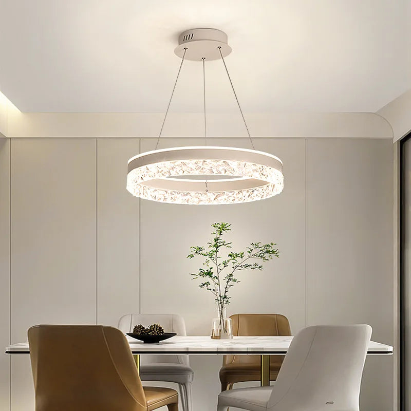 Ronde LED Kroonluchter Metaal Acryl Dimbaar Verstelbaar Hanglamp Eetkamer Woonkamer Foyer Slaapkamer Design | Sulvida