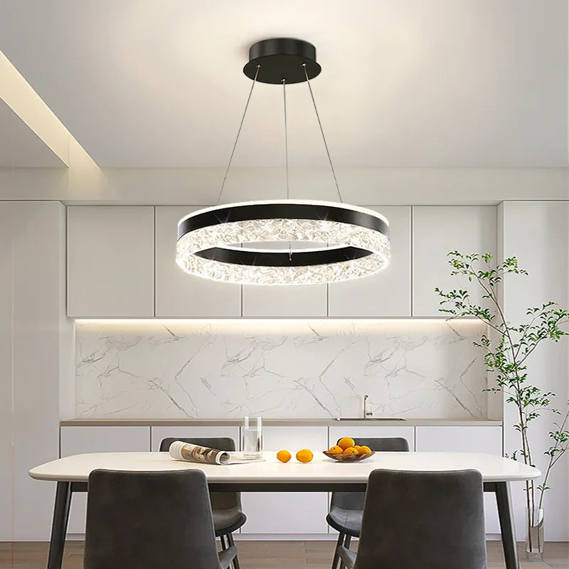 Ronde LED Kroonluchter Metaal Acryl Dimbaar Verstelbaar Hanglamp Eetkamer Woonkamer Foyer Slaapkamer Design | Sulvida