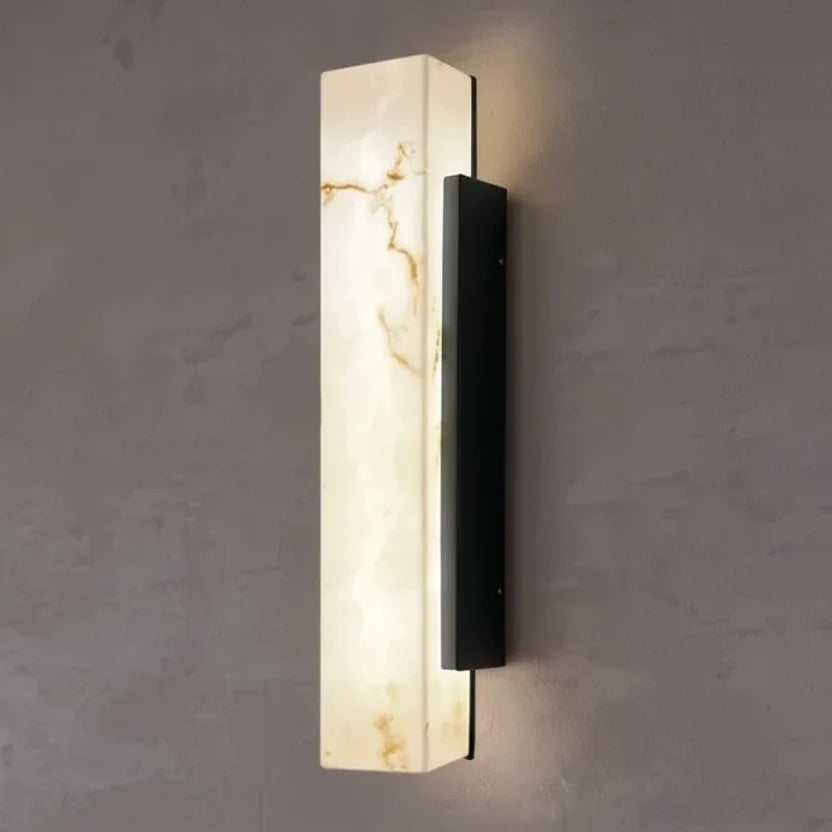Rechthoekige wandlamp buiten met natuursteeneffect verlichtingskolom buitenverlichting 50-80cm tuin terras | Sulvida