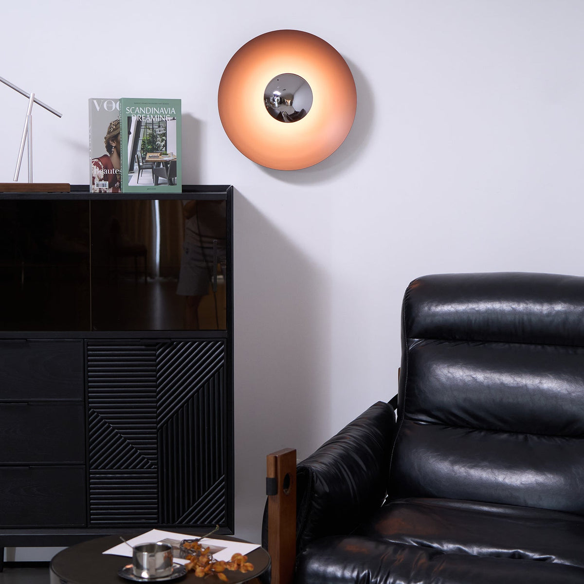 Moderne wandlamp eclips met LED verlichting voor woonkamer slaapkamer hal minimalistisch design rond metaal | Sulvida