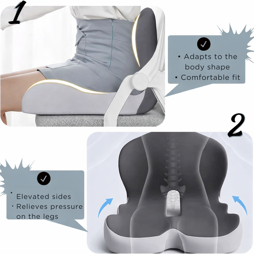 Ergonomisch Zitkussen Memory Foam voor Bureaus Drukverlagend Antislip met Afneembare Wasbare Hoes voor Thuiswerken Kantoor Auto | Sulvida
