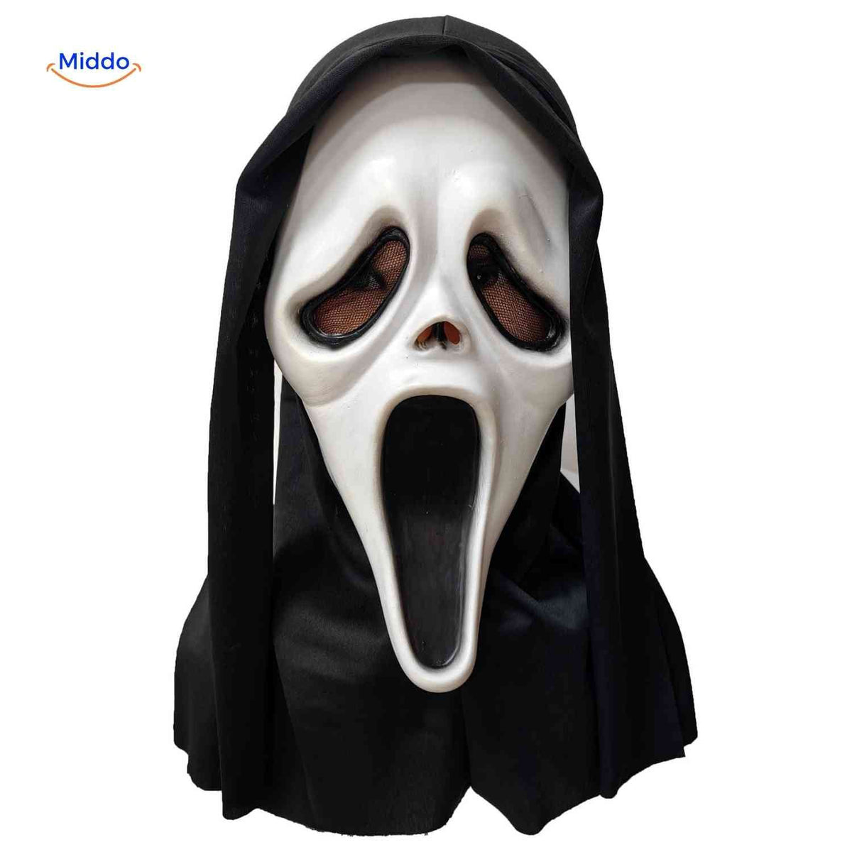 Griezelmasker Horror Skull met Zwarte Kap Ademend Emulsie Volwassenen Halloween Feest Thema Cosplay Accessoire | Sulvida