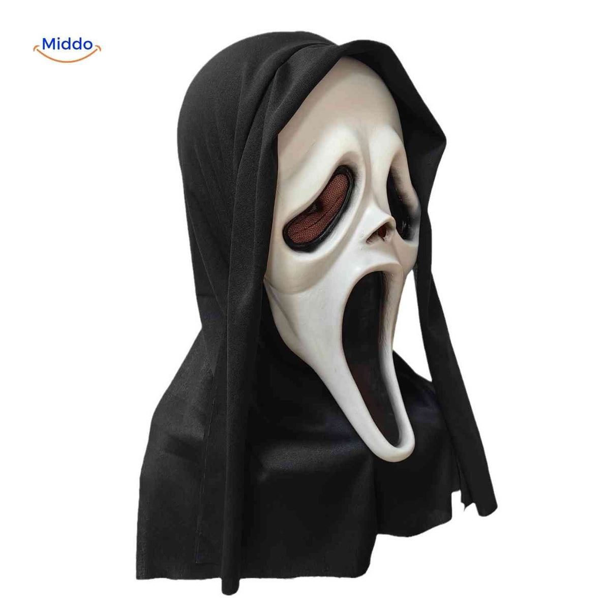 Griezelmasker Horror Skull met Zwarte Kap Ademend Emulsie Volwassenen Halloween Feest Thema Cosplay Accessoire | Sulvida