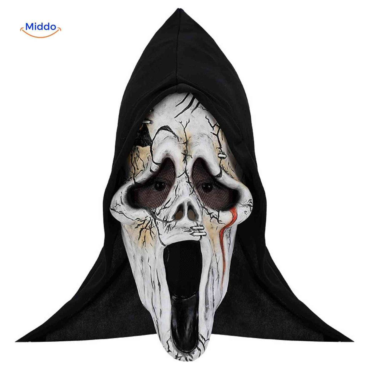 Griezelmasker met Kap Volledig Gezicht | Horrordesign Polyester Stoffen Kap Halloween Feesten Verkleedpartij | Sulvida