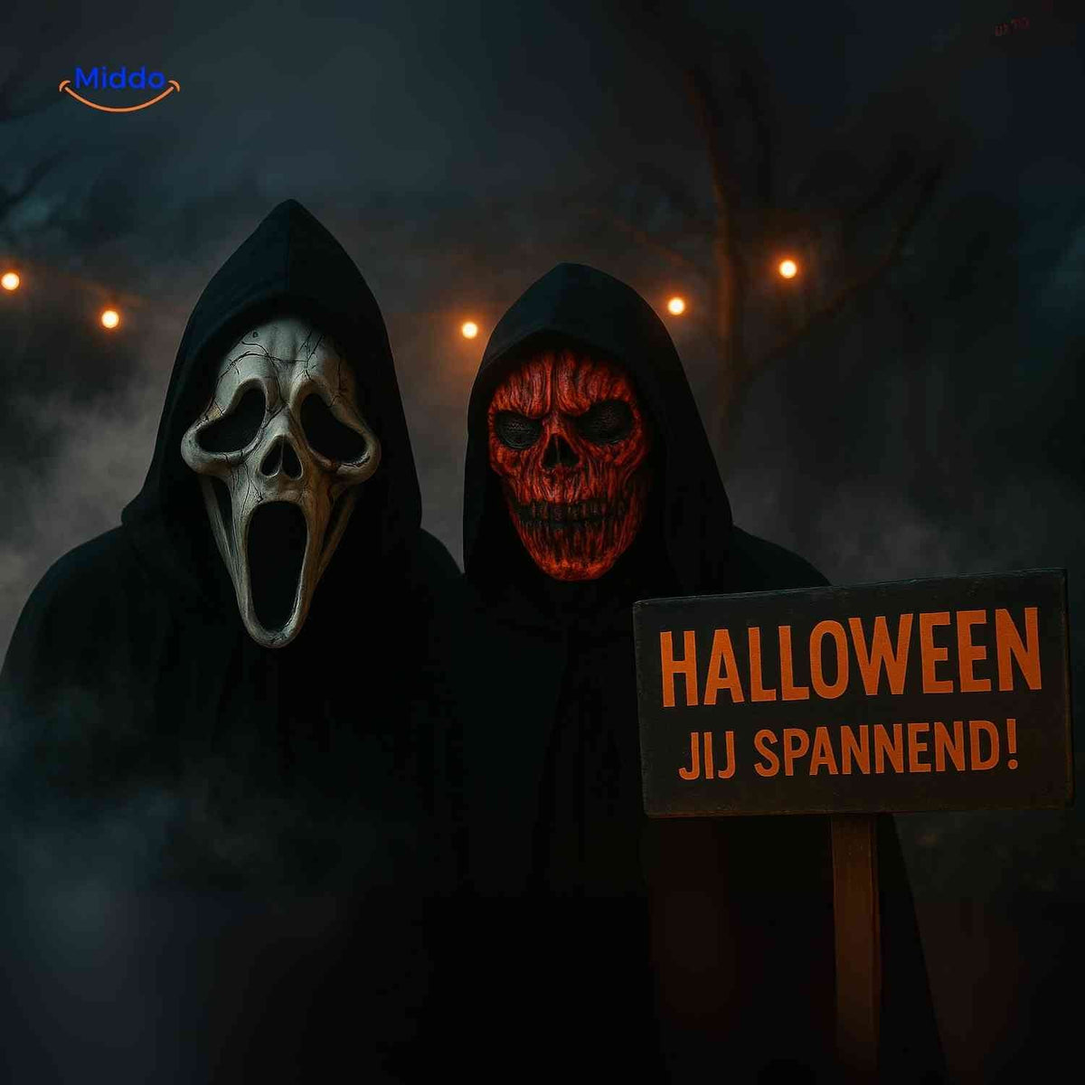 Griezelmasker met Kap Volledig Gezicht | Horrordesign Polyester Stoffen Kap Halloween Feesten Verkleedpartij | Sulvida