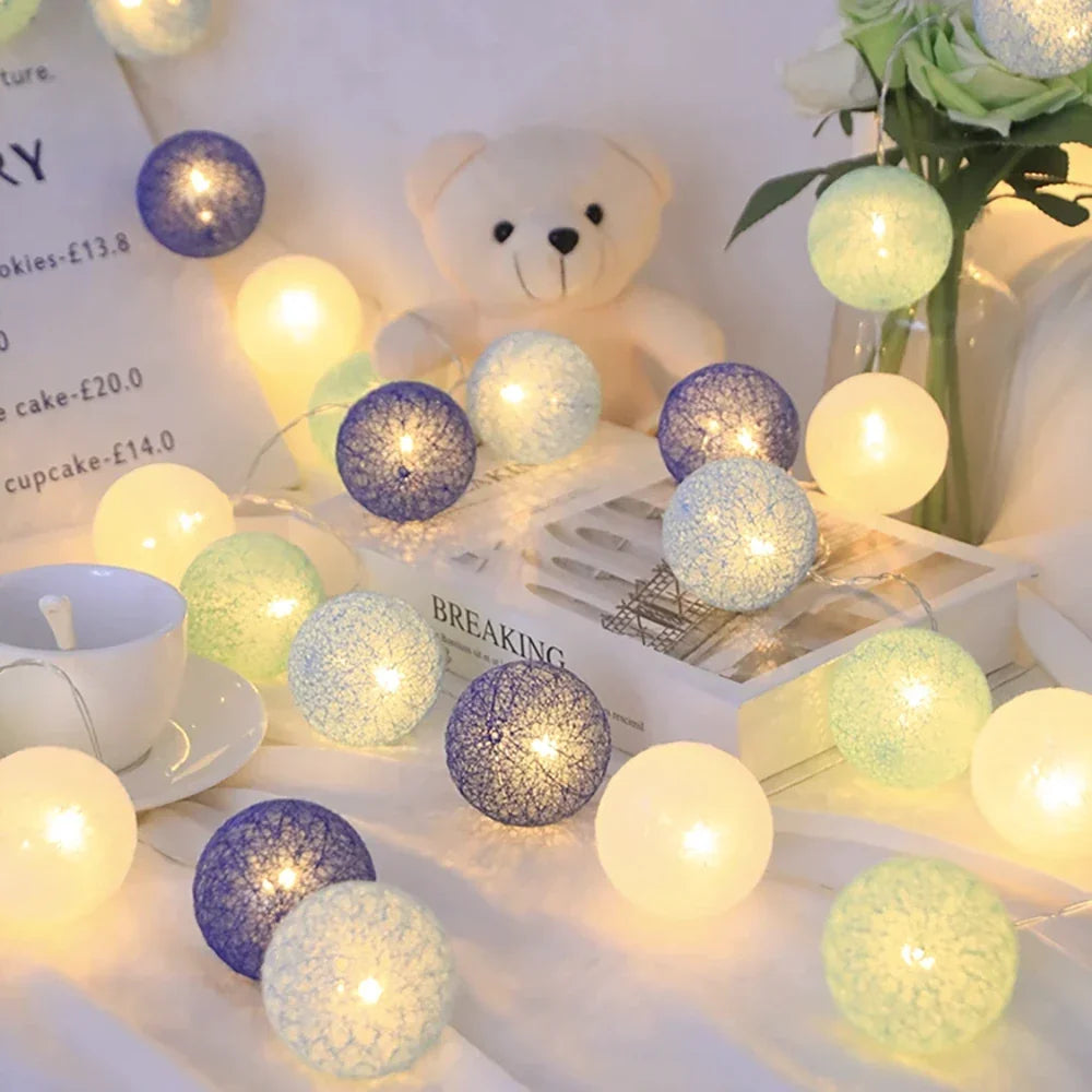 Katoenen Lichtbollenslinger Sfeerverlichting Kinderkamer Feestdecoratie USB Batterij 1,5 tot 10 Meter | Sulvida