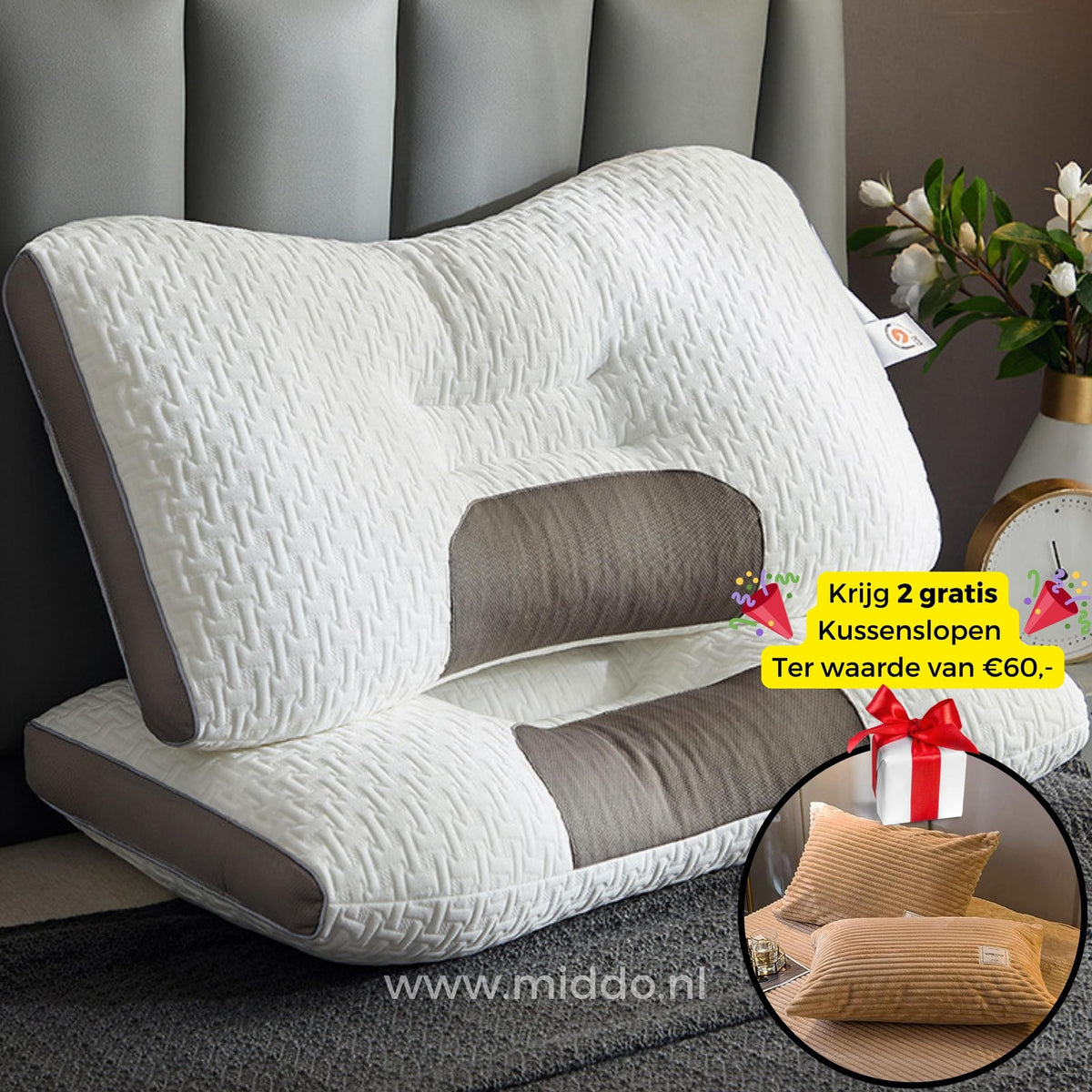 Ergonomisch Neksteunkussen Golfpatroon Honingraat Rug Zijslapers Orthopedisch Memory Foam Slaapkussen | Sulvida