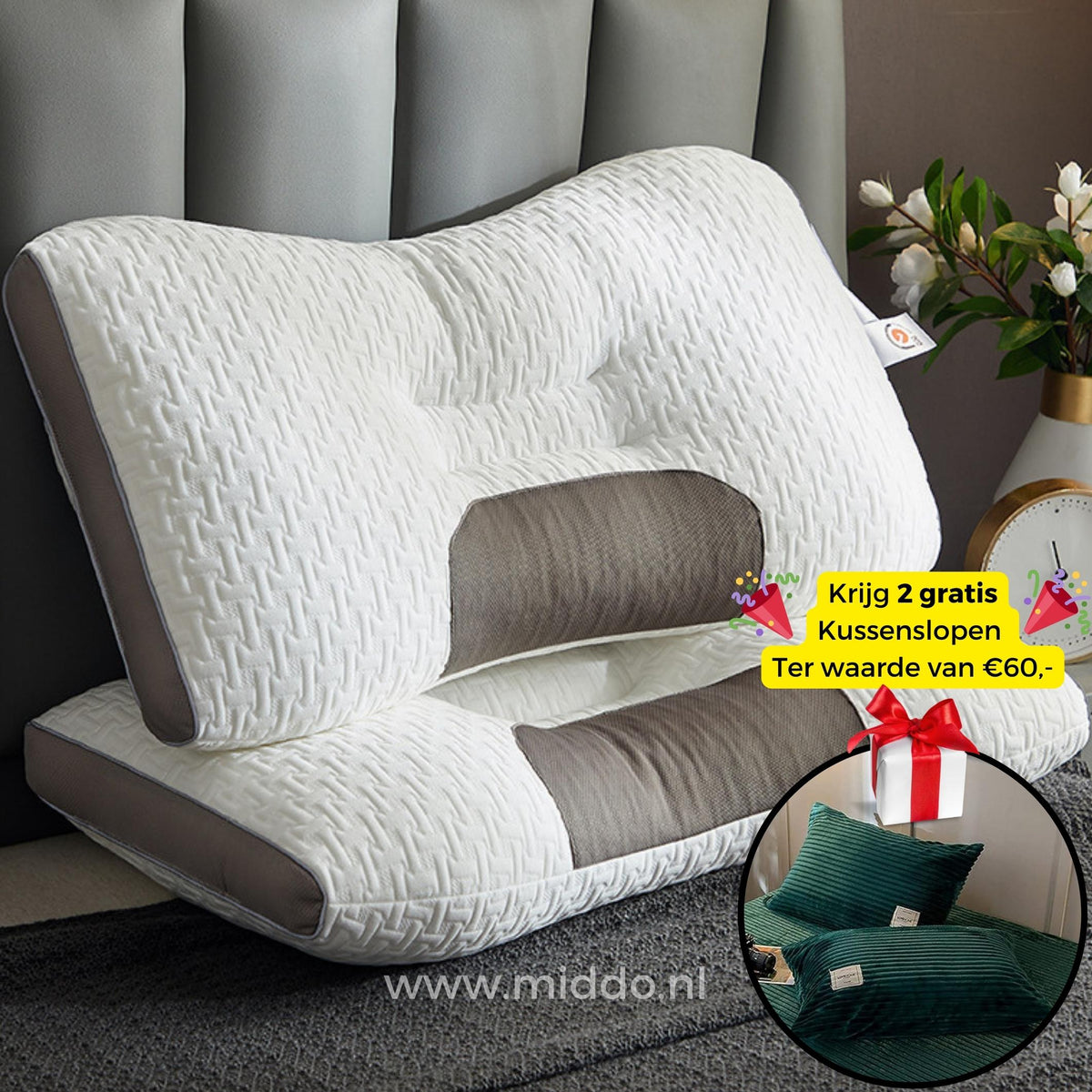 Ergonomisch Neksteunkussen Golfpatroon Honingraat Rug Zijslapers Orthopedisch Memory Foam Slaapkussen | Sulvida