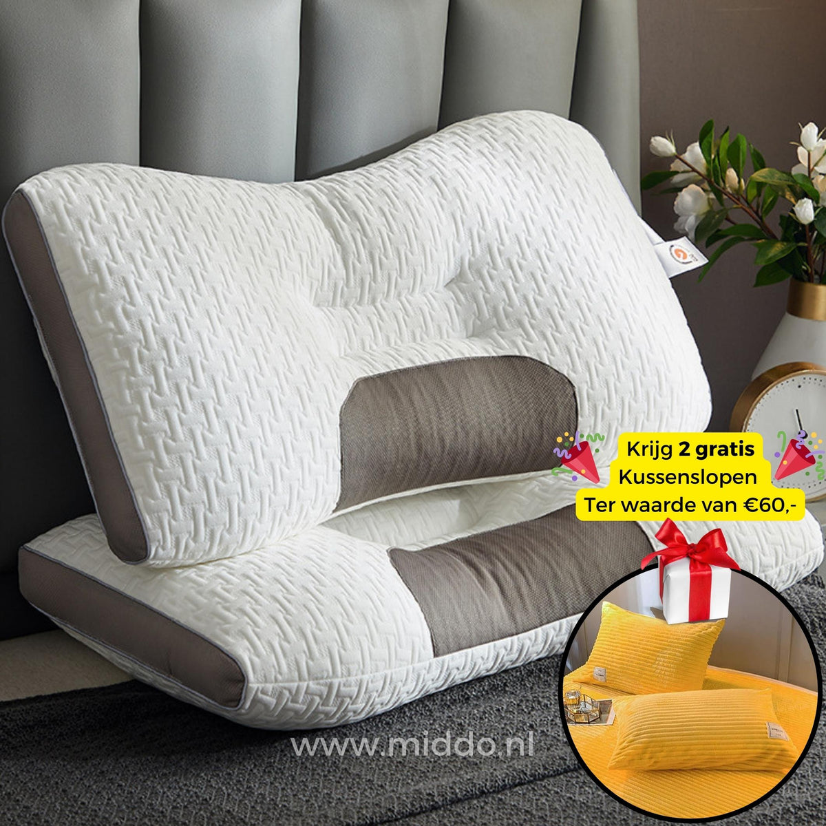 Ergonomisch Neksteunkussen Golfpatroon Honingraat Rug Zijslapers Orthopedisch Memory Foam Slaapkussen | Sulvida
