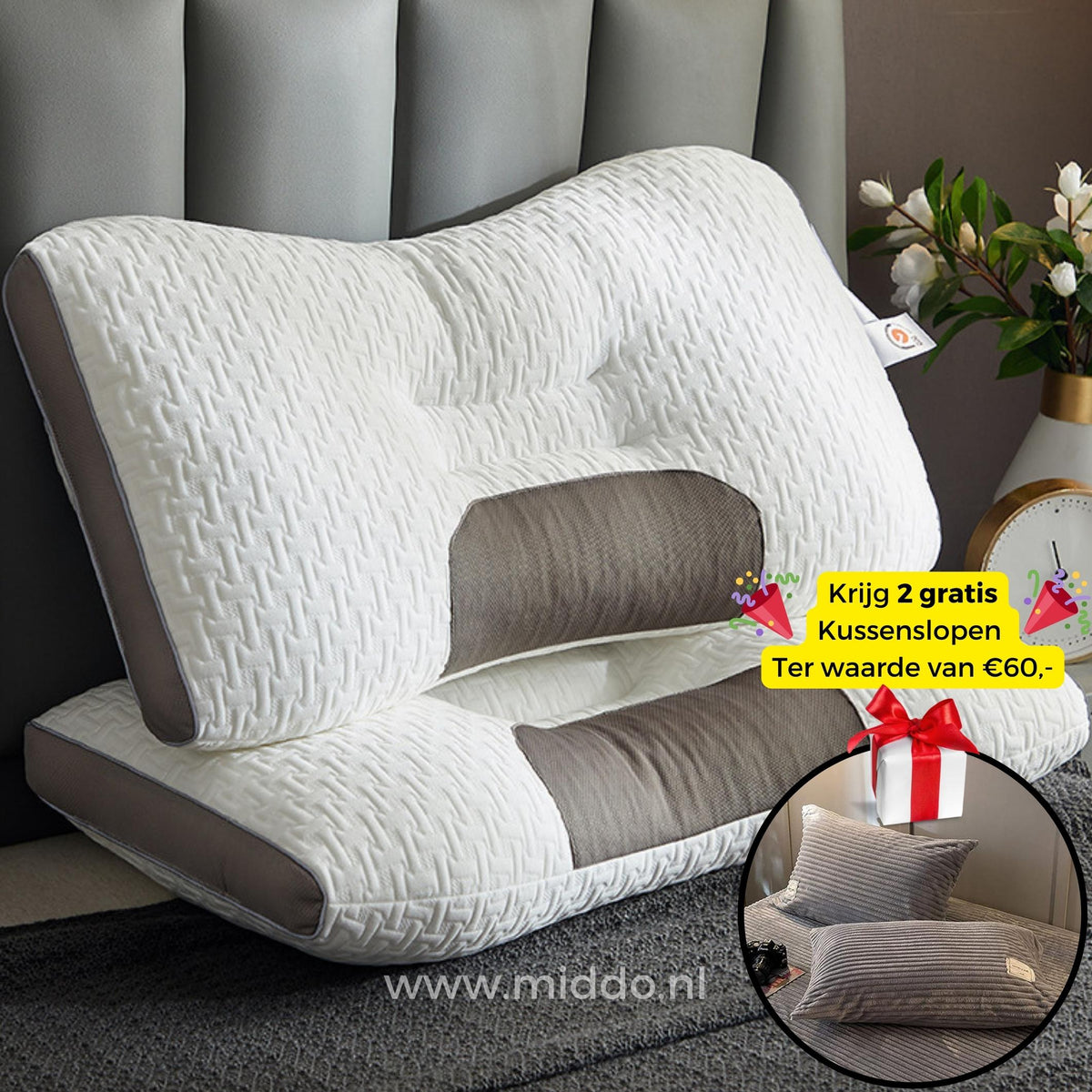 Ergonomisch Neksteunkussen Golfpatroon Honingraat Rug Zijslapers Orthopedisch Memory Foam Slaapkussen | Sulvida