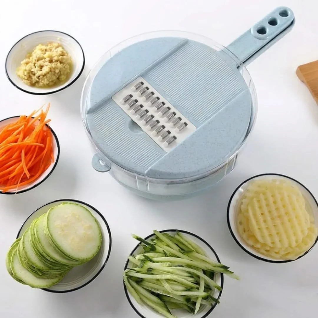 8-in-1 Groentesnijder Set met Keukenmandjes en Multifunctionele Messen voor Efficiënt Snijden Keuken | Sulvida