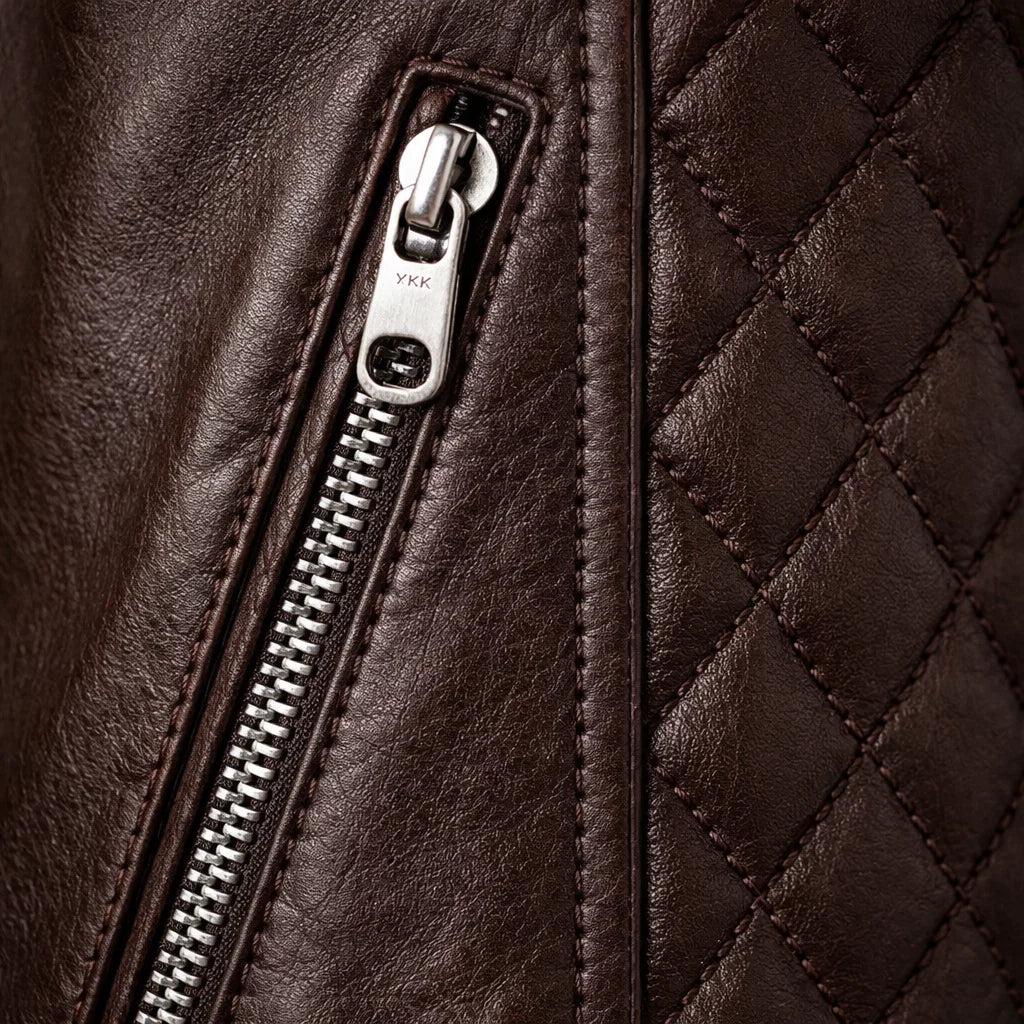 Leren Bikerjack Heren Motorjack Café Racer Stijl Staande Kraag Ritszakken Slim Fit Zwart Echt Leer Classic | Sulvida