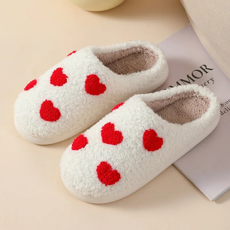Zachte Fluffy Pantoffels met Hartjes- en Paddenstoelenmotief – Comfortabele Huisslippers met Memory Foam Zool voor Dames en Heren | Sulvida