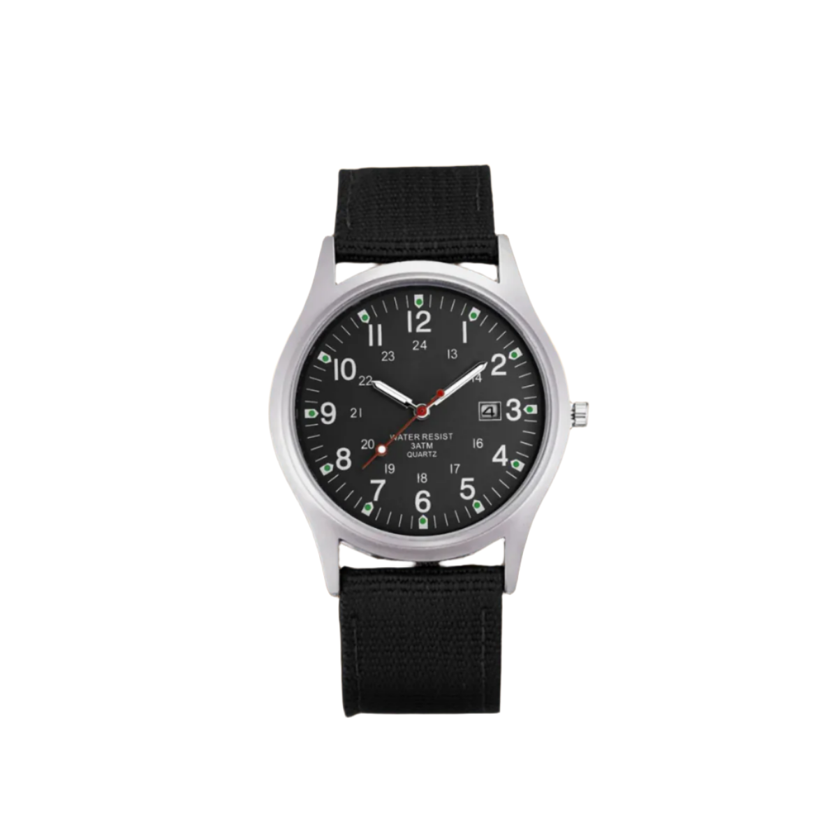 Herenhorloge met Stoffen Band en Datumweergave – Robuust Analoog Polshorloge Arabische Cijfers Kwarts | Sulvida