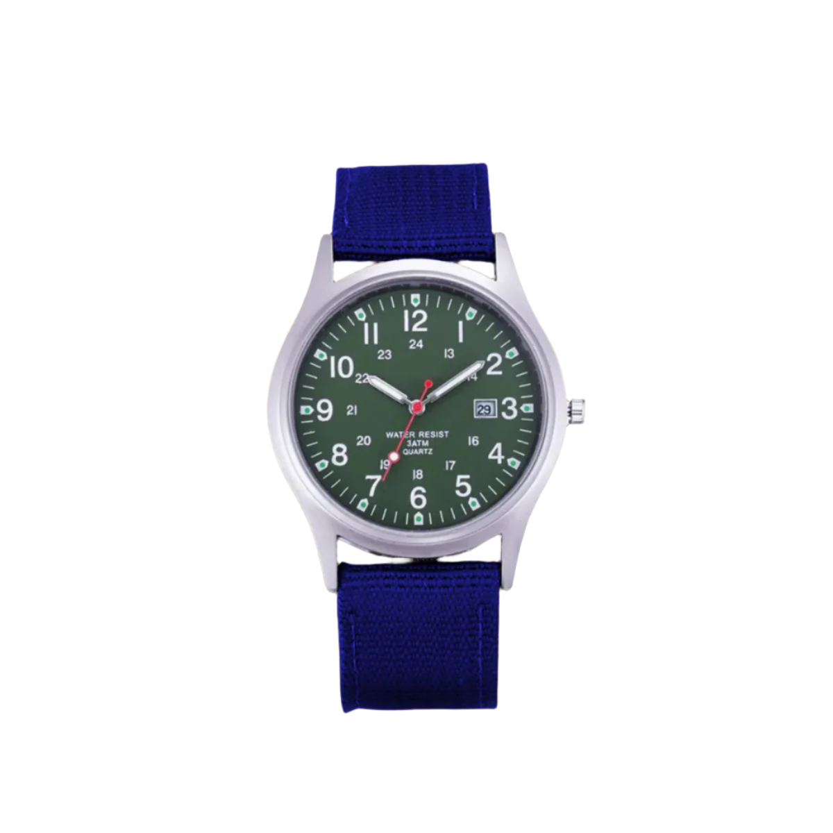 Herenhorloge met Stoffen Band en Datumweergave – Robuust Analoog Polshorloge Arabische Cijfers Kwarts | Sulvida