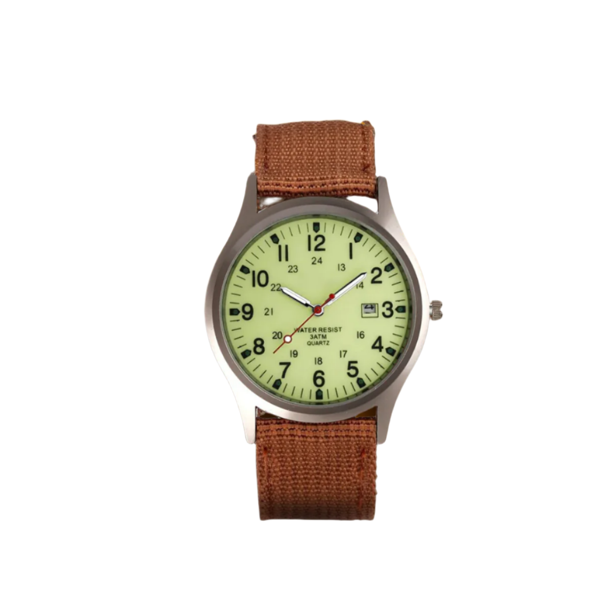 Herenhorloge met Stoffen Band en Datumweergave – Robuust Analoog Polshorloge Arabische Cijfers Kwarts | Sulvida