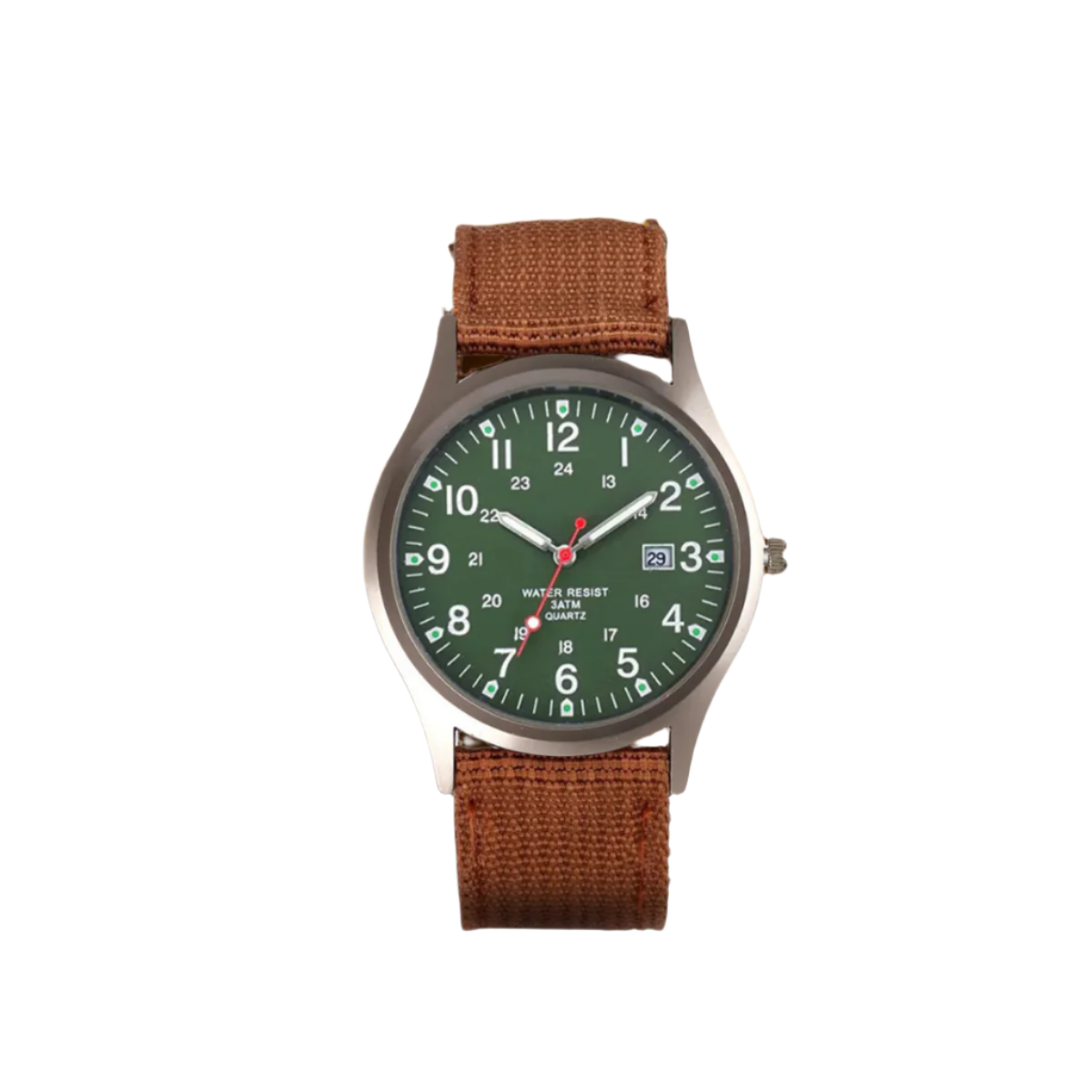 Herenhorloge met Stoffen Band en Datumweergave – Robuust Analoog Polshorloge Arabische Cijfers Kwarts | Sulvida