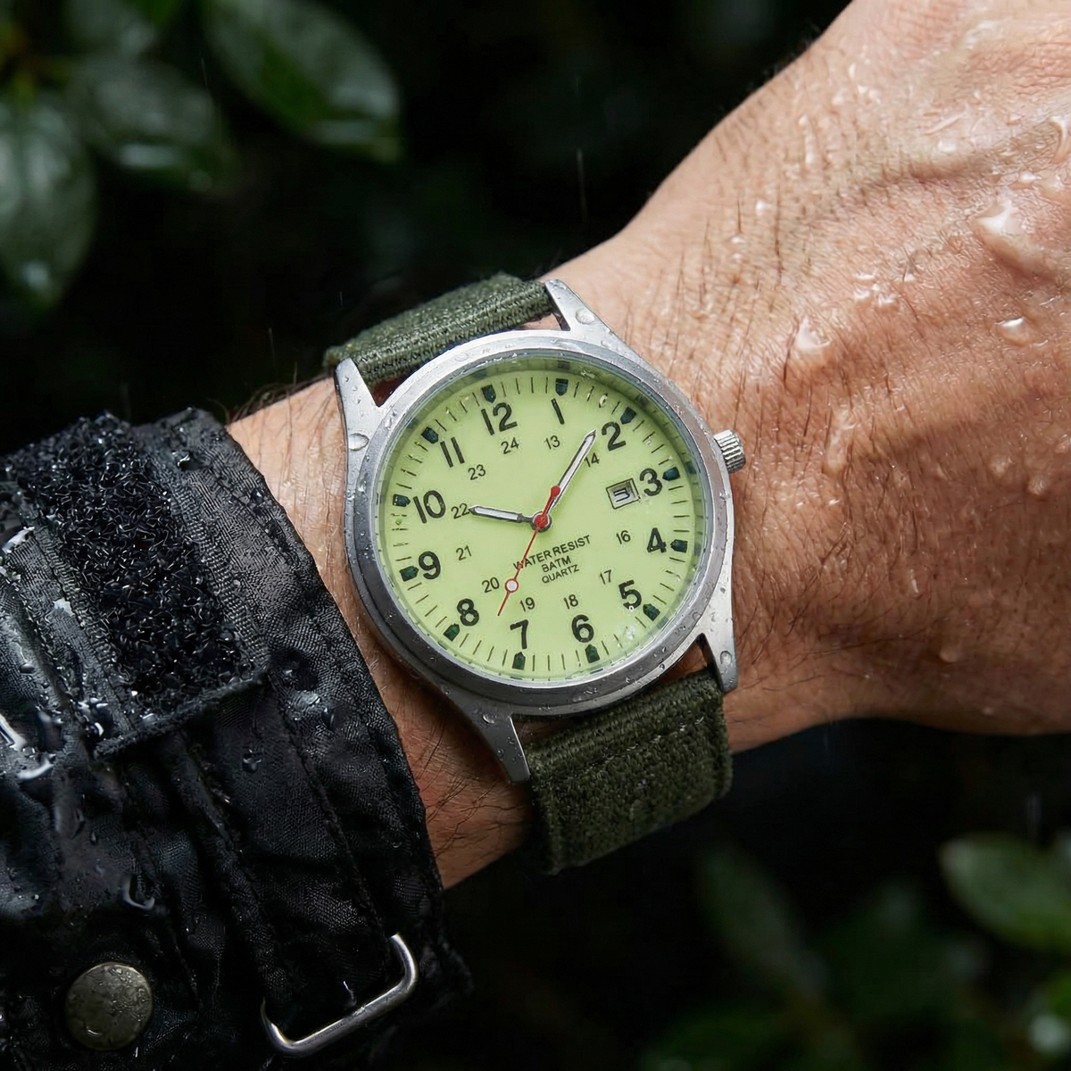 Herenhorloge met Stoffen Band en Datumweergave – Robuust Analoog Polshorloge Arabische Cijfers Kwarts | Sulvida