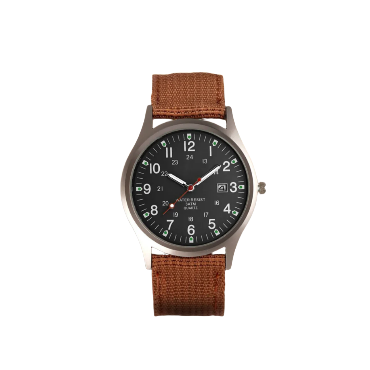 Herenhorloge met Stoffen Band en Datumweergave – Robuust Analoog Polshorloge Arabische Cijfers Kwarts | Sulvida