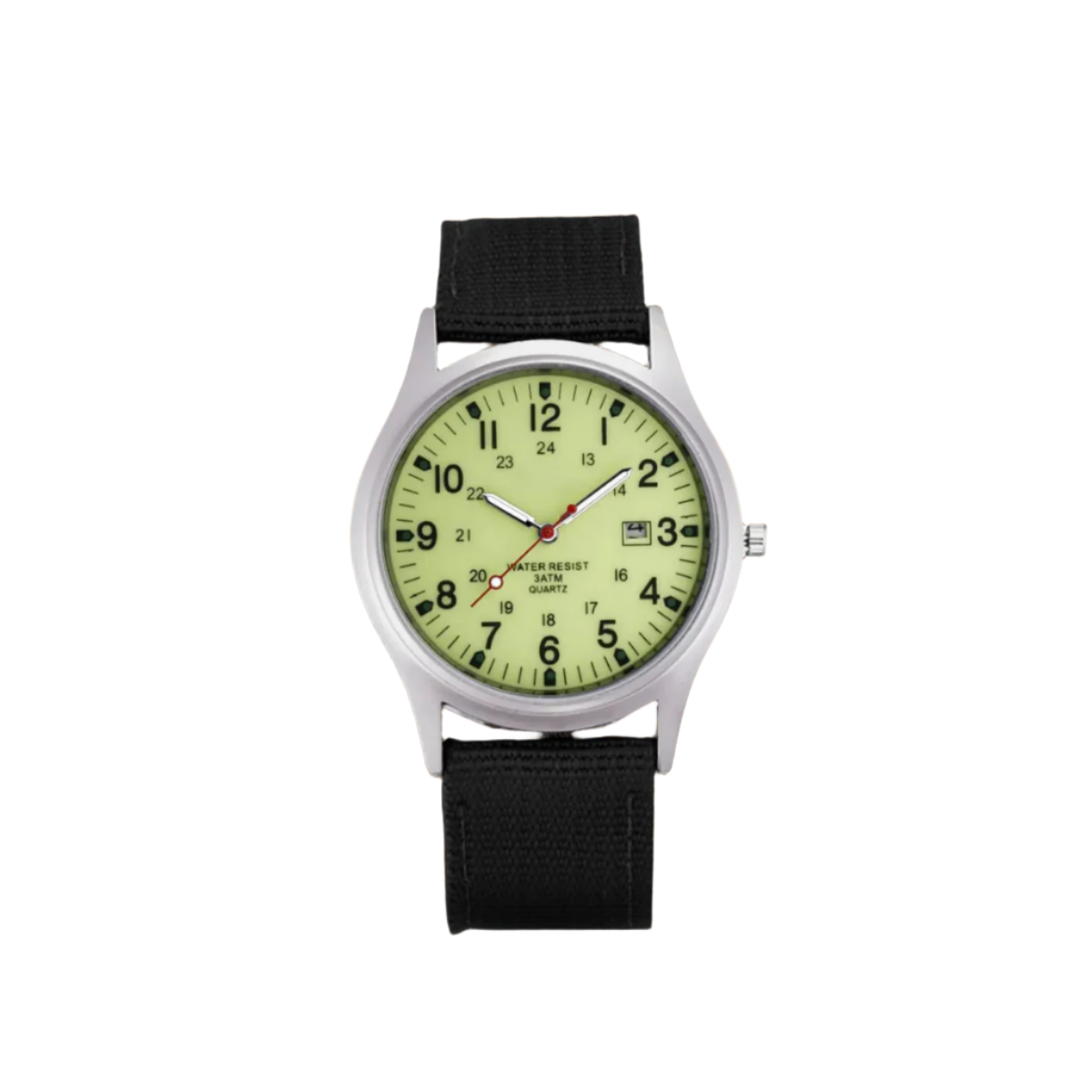 Herenhorloge met Stoffen Band en Datumweergave – Robuust Analoog Polshorloge Arabische Cijfers Kwarts | Sulvida