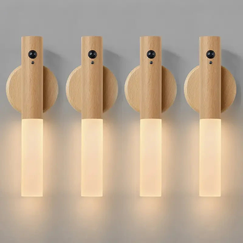 Oplaadbare LED Wandlamp met Bewegingssensor Modern Design voor Hal Slaapkamer Walnoot Eiken Nachtlamp | Sulvida