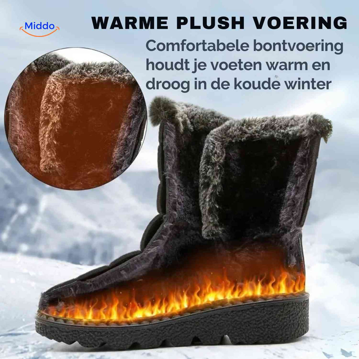 Warme winterlaarzen waterdicht antislip gevoerd sneeuwlaarzen dames heren enkellaarzen herfst winter | Sulvida