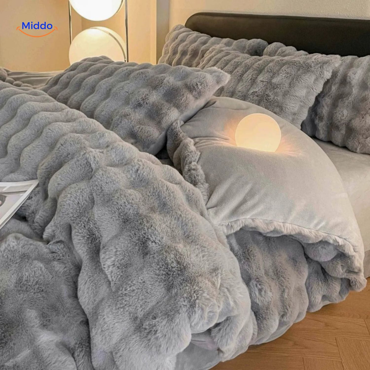 Pluche Dekbedovertrekset 4-Delig Zachte Flanel Beddengoed Warm Comfortabel Dekbedset met Laken en Kussenslopen | Sulvida