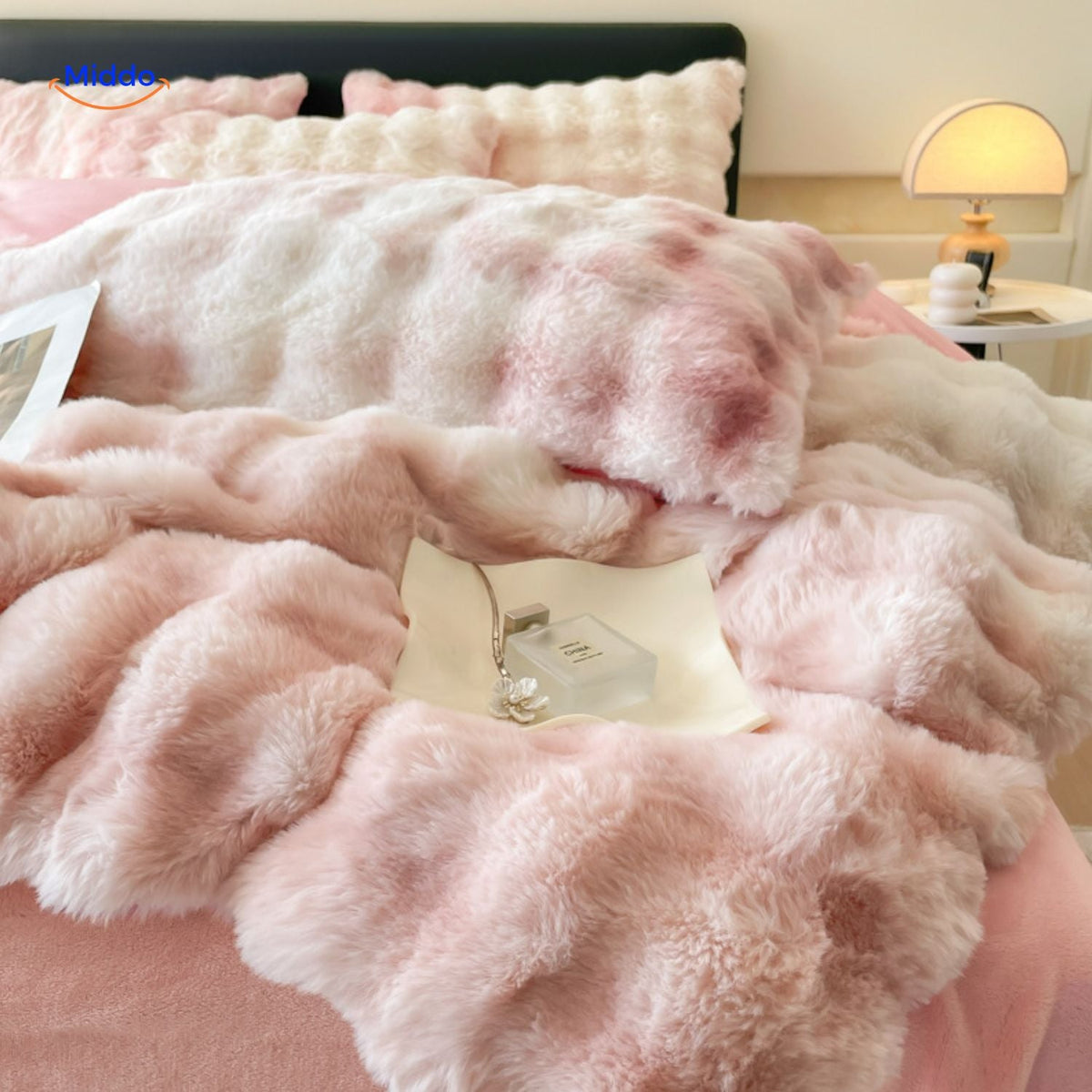 Pluche Dekbedovertrekset 4-Delig Zachte Flanel Beddengoed Warm Comfortabel Dekbedset met Laken en Kussenslopen | Sulvida