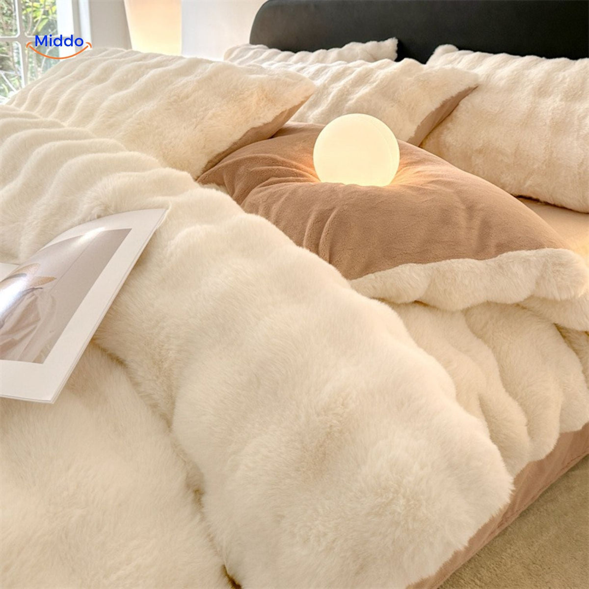 Pluche Dekbedovertrekset 4-Delig Zachte Flanel Beddengoed Warm Comfortabel Dekbedset met Laken en Kussenslopen | Sulvida
