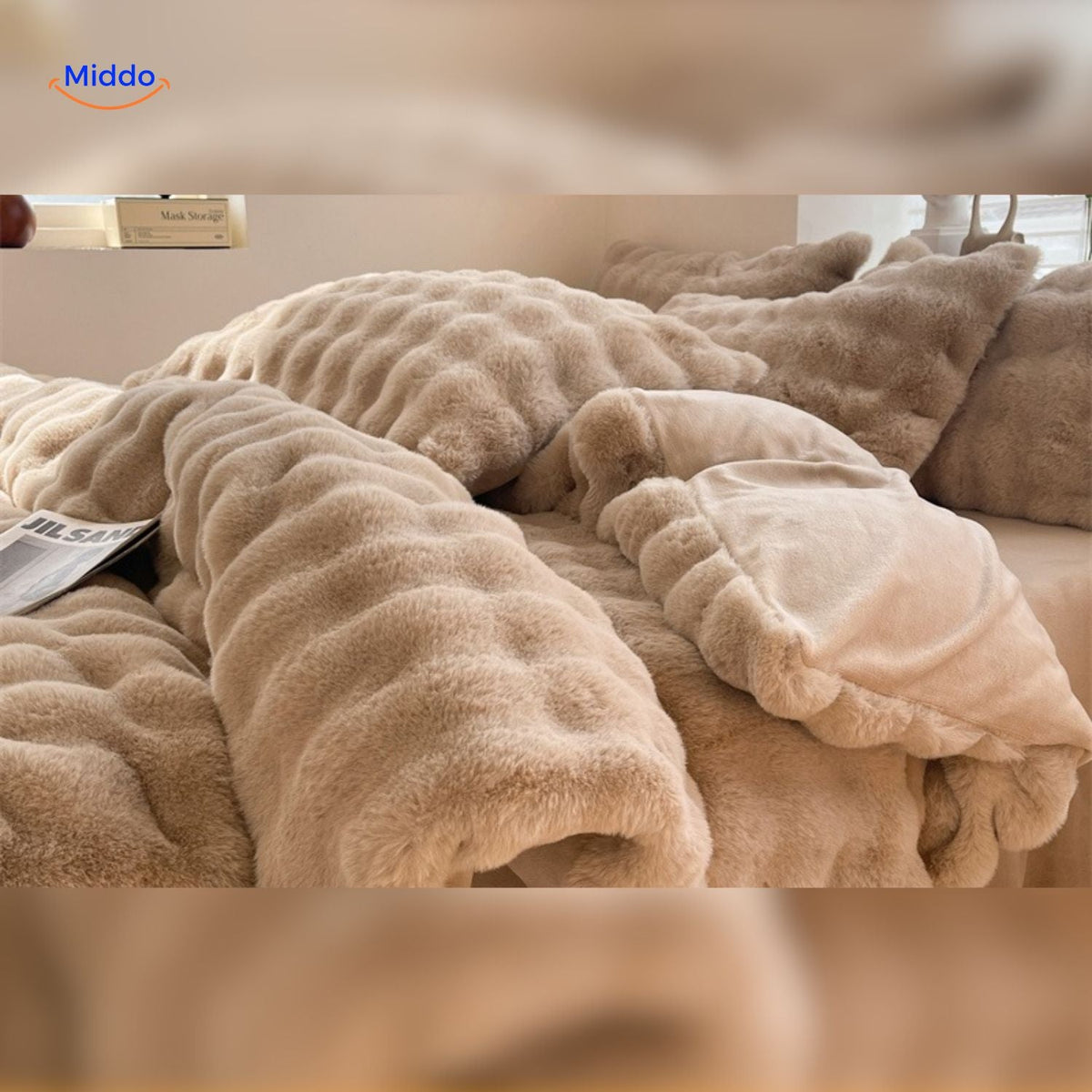 Pluche Dekbedovertrekset 4-Delig Zachte Flanel Beddengoed Warm Comfortabel Dekbedset met Laken en Kussenslopen | Sulvida