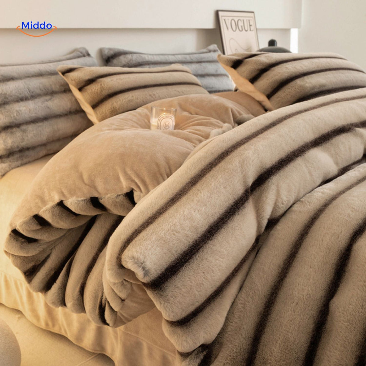 Pluche Dekbedovertrekset 4-Delig Zachte Flanel Beddengoed Warm Comfortabel Dekbedset met Laken en Kussenslopen | Sulvida