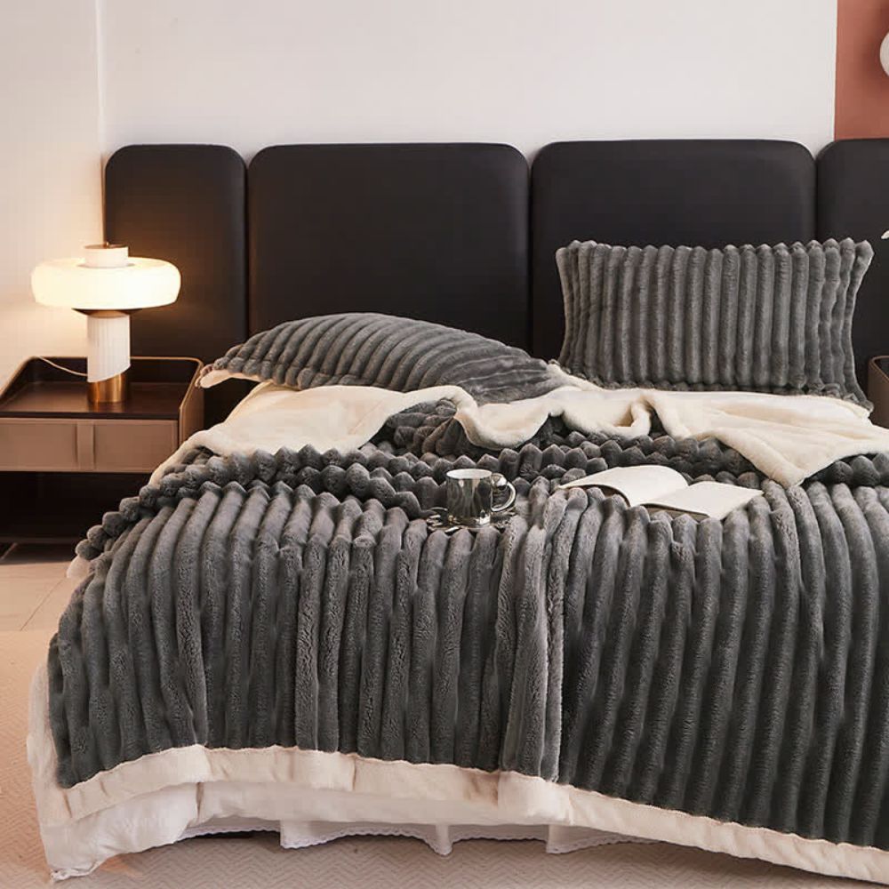 Zachte Fleece Plaid Imitatiebont Dubbelzijdig Warm Deken Woonkamer Slaapkamer Decoratie Luxe Kleed Sofa | Sulvida