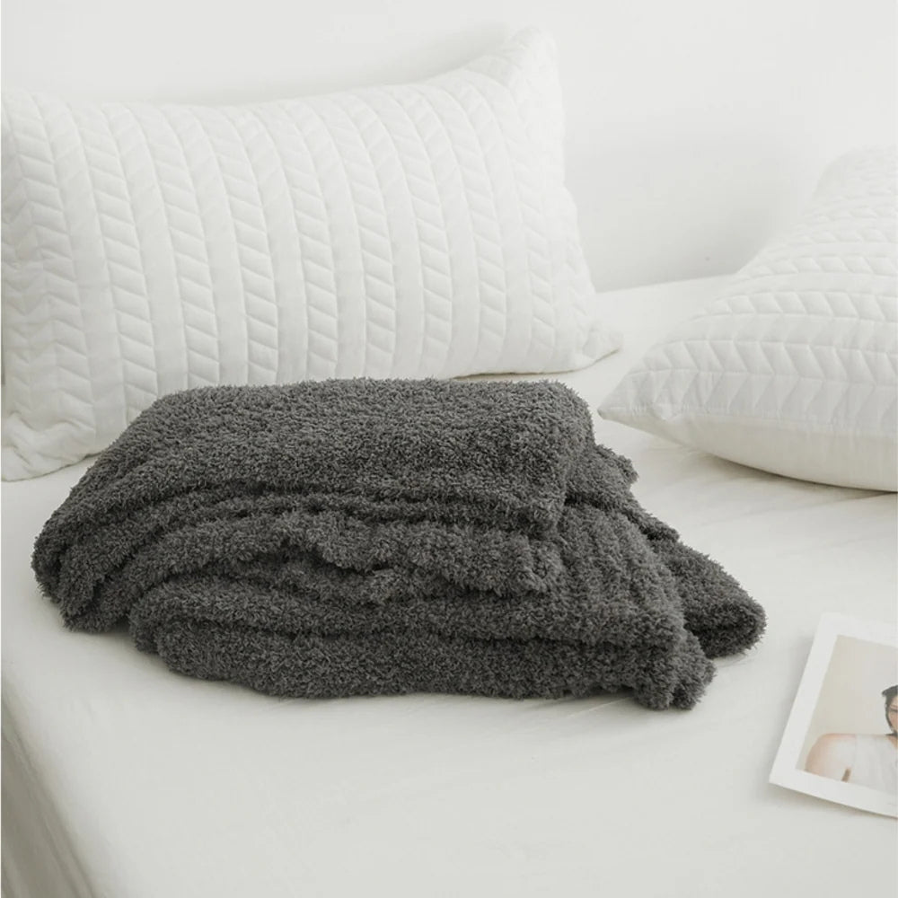 Gebreide Plaid Microvezel 130x160cm Effen Woonkamer Deken Sofa Bed Zachte Gooiplaid Warme Woondeken Interieur | Sulvida