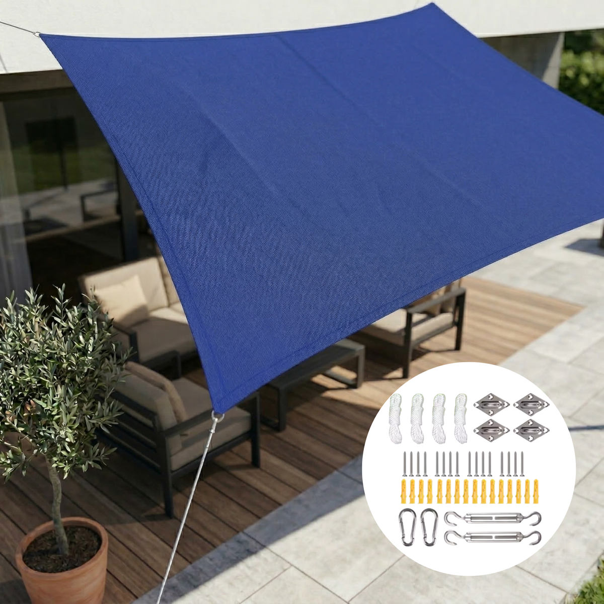 Schaduwdoek Rechthoekig Waterdicht Polyester UV-Bescherming Terras Balkon Tuin Tuinzeil Zonnezeil Doek | Sulvida
