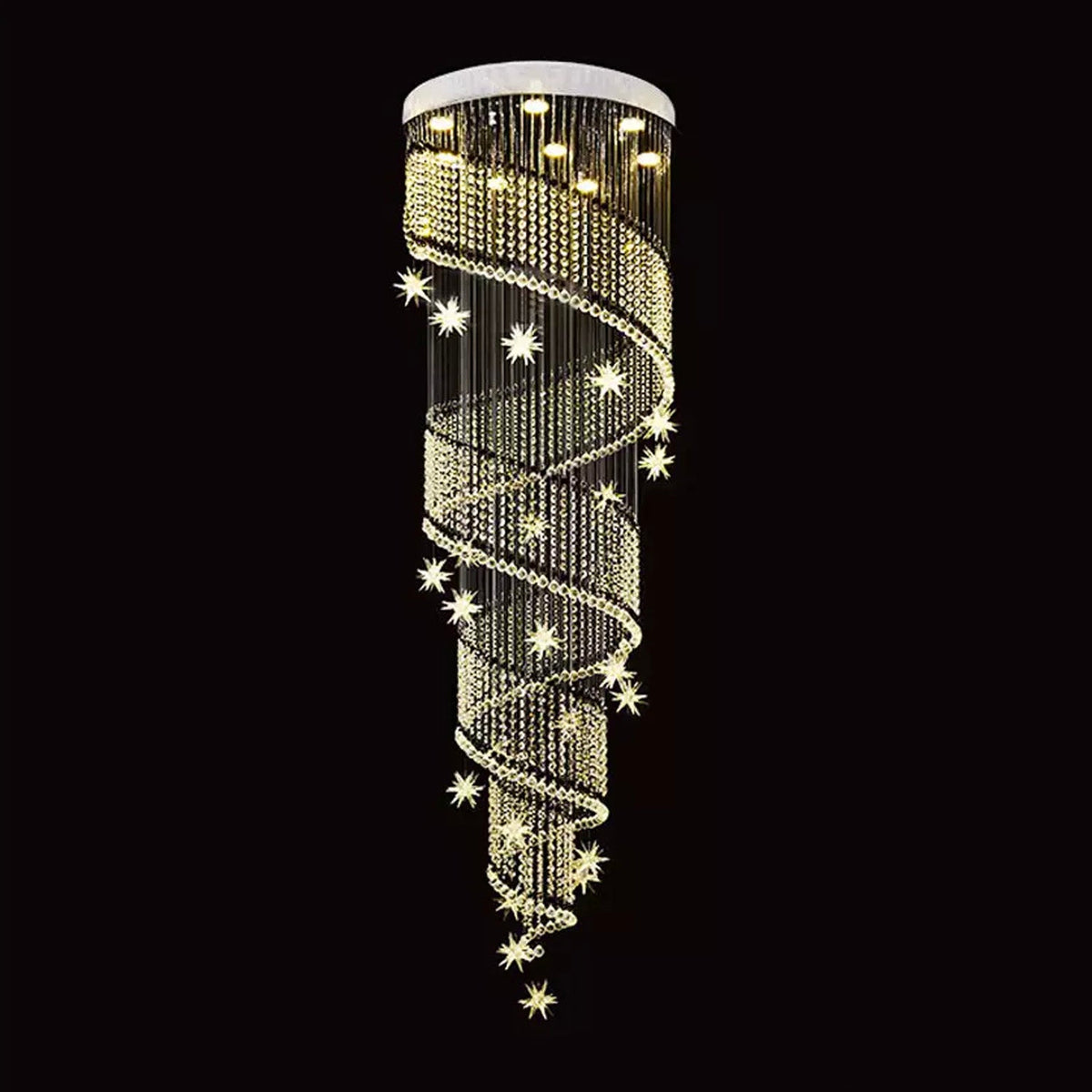 Spiraal kristallen hanglamp chroom voor traphal entree woonkamer modern luxe design elegante verlichting | Sulvida