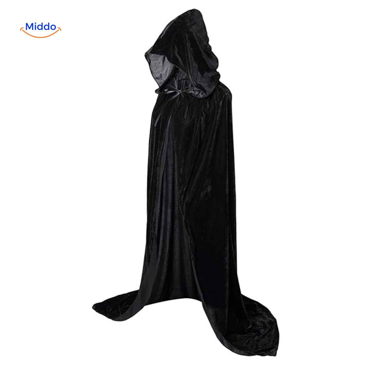 Fluweelzachte Cape met Capuchon Halloween Verkleedmantel Podiumkostuum Feestkleding Zwart Rood Paars Groen | Sulvida