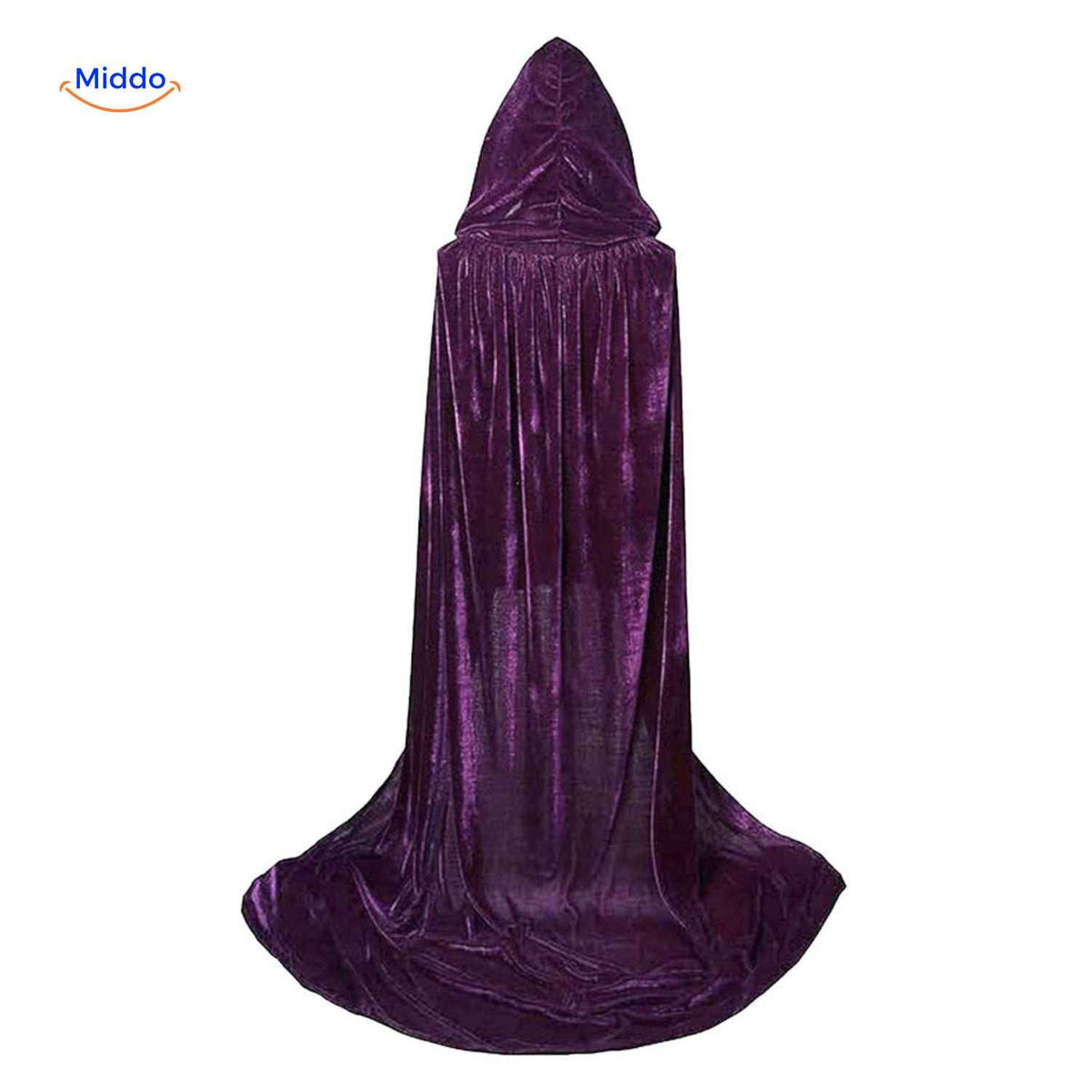 Fluweelzachte Cape met Capuchon Halloween Verkleedmantel Podiumkostuum Feestkleding Zwart Rood Paars Groen | Sulvida