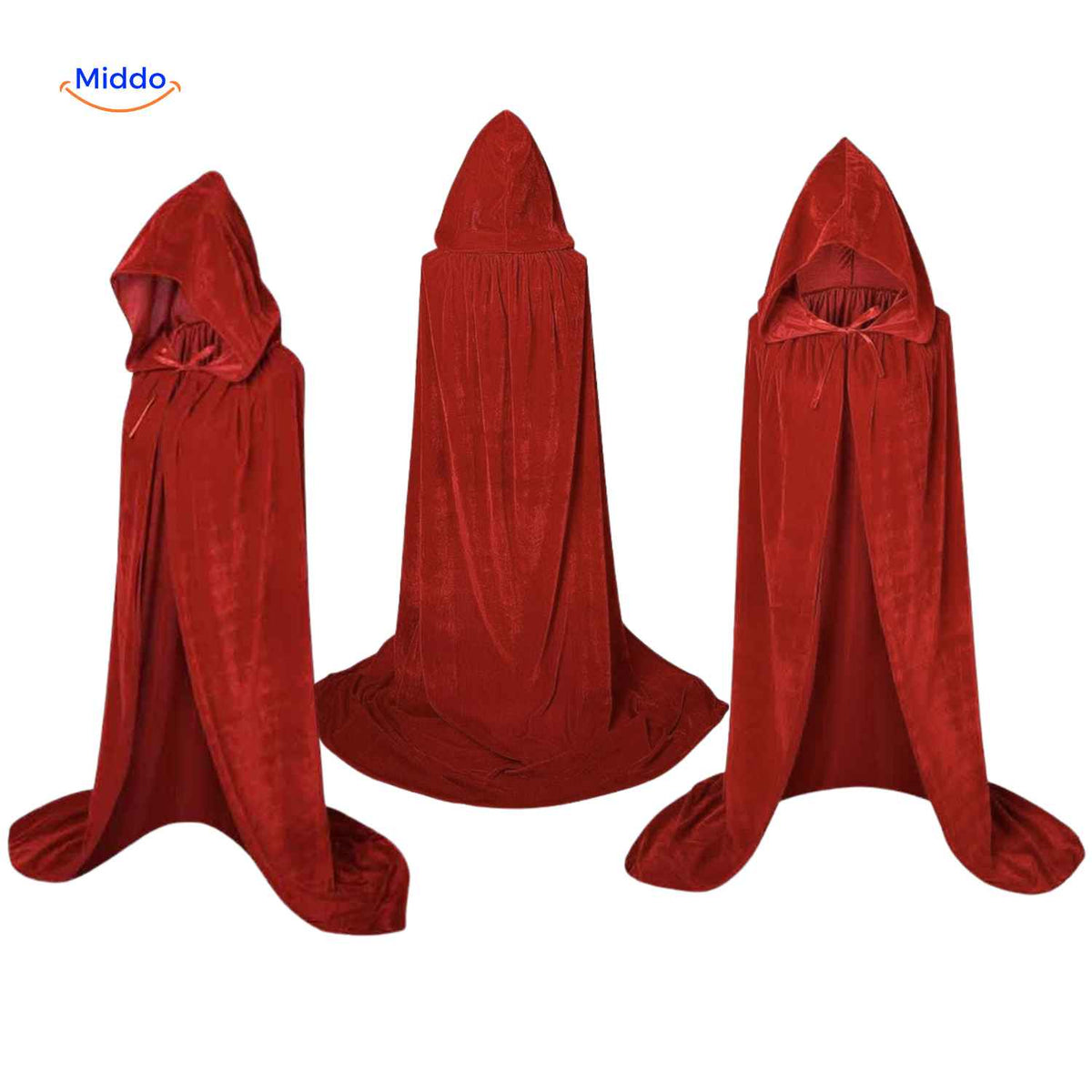 Fluweelzachte Cape met Capuchon Halloween Verkleedmantel Podiumkostuum Feestkleding Zwart Rood Paars Groen | Sulvida