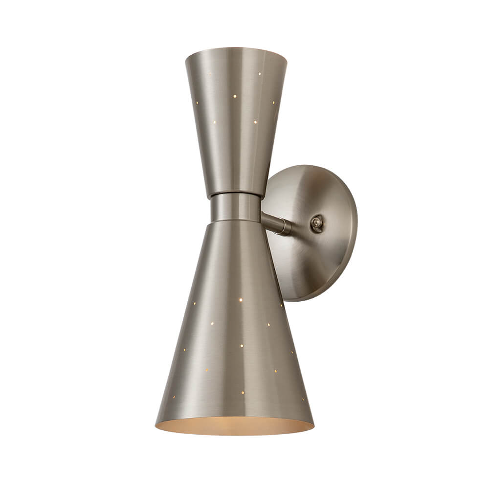 Dubbele Zandloper Wandlamp Metaal Messing Nikkel Modern Geperforeerd Design E12 E14 Fitting 2 Lichtpunten | Sulvida