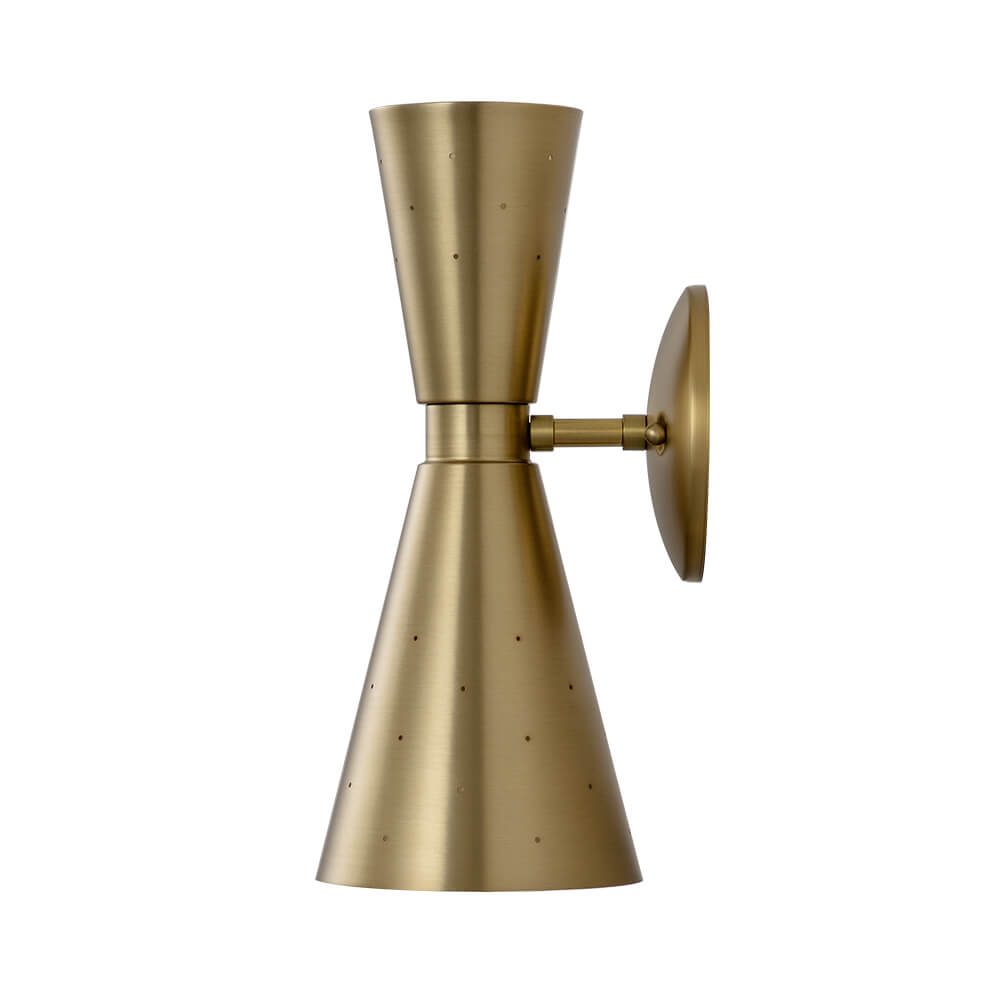 Dubbele Zandloper Wandlamp Metaal Messing Nikkel Modern Geperforeerd Design E12 E14 Fitting 2 Lichtpunten | Sulvida