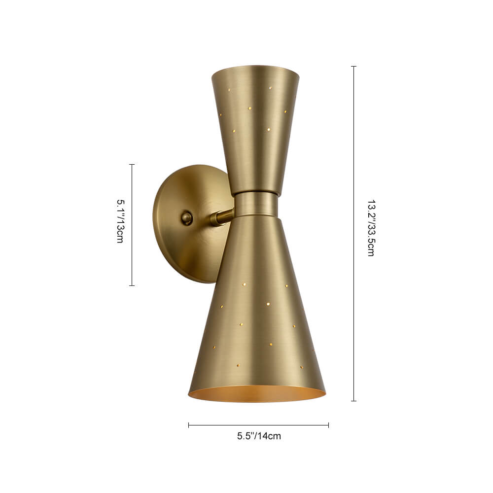 Dubbele Zandloper Wandlamp Metaal Messing Nikkel Modern Geperforeerd Design E12 E14 Fitting 2 Lichtpunten | Sulvida